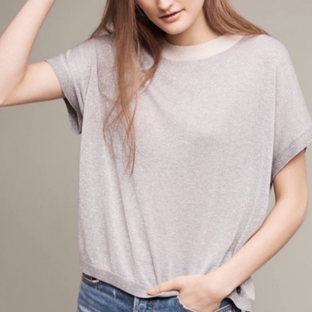 Anthropologie metallic dolman sleeve top